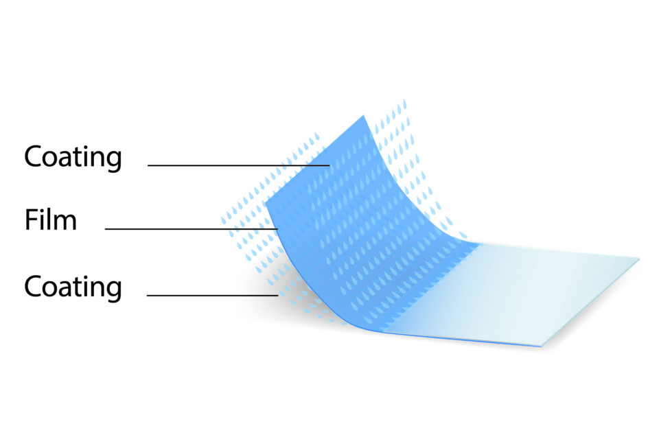 Graphic material structure Coating, foil, coating